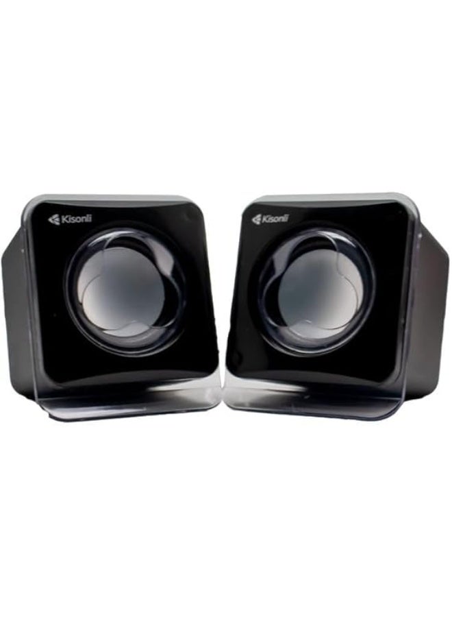 KISONLI V410 Multimedia Speakers 2.0 Channel USB Powered Speaker Set with AUX Input | Volume Control | Stereo Surround Sound | Magnetic Shielding | Desktop Laptop Wired Mini Speaker System - Image 1